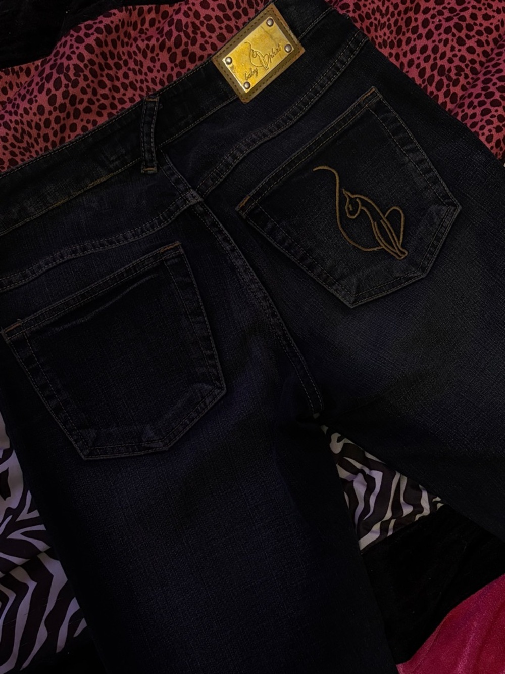 Babyphat Dark Blue Womens Jeans with Embroidered Back Pocket
